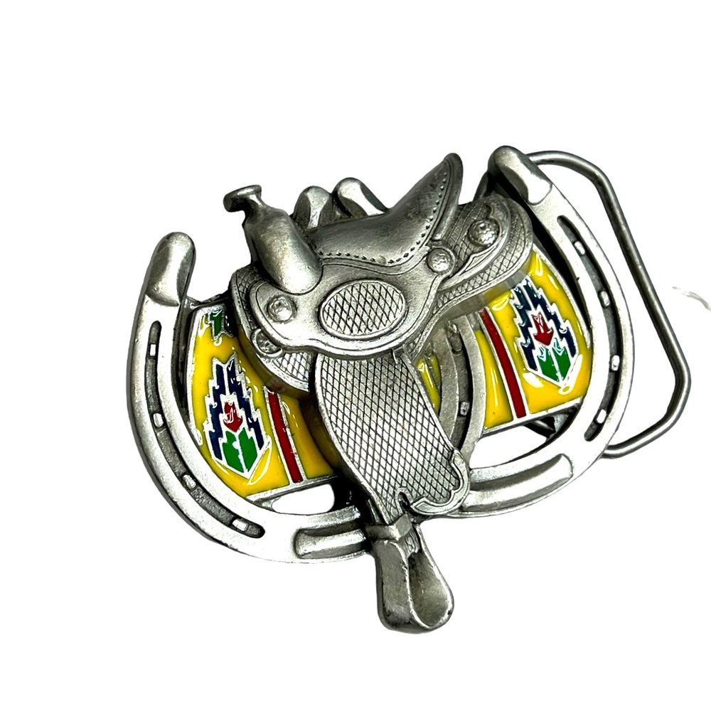 Great American Products Vintage Saddle & Horseshoes Belt‎ Buckle - 1990